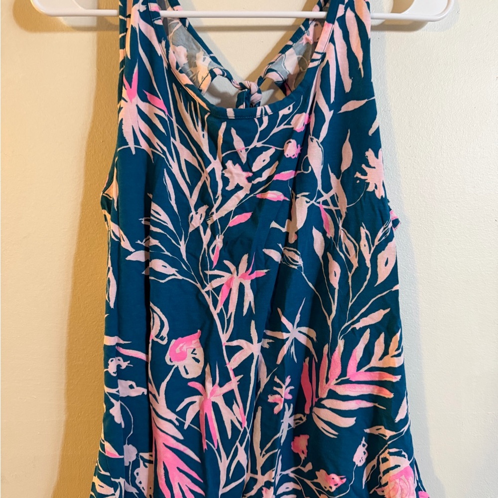 Lilly Pulitzer Teal and Pink Floral Tank Top